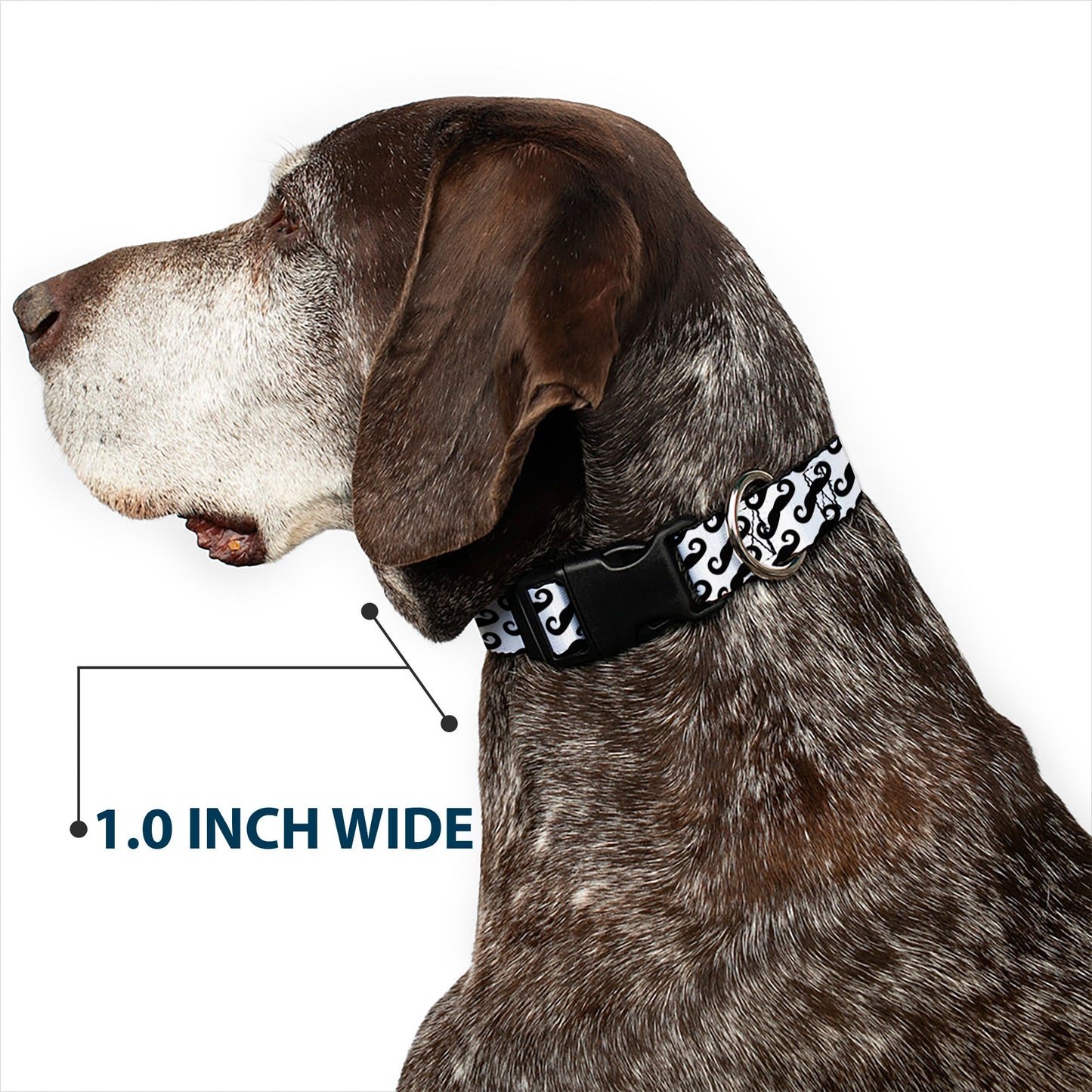 Plastic Clip Collar - Diagonal Handlebar Mustaches White/Black
