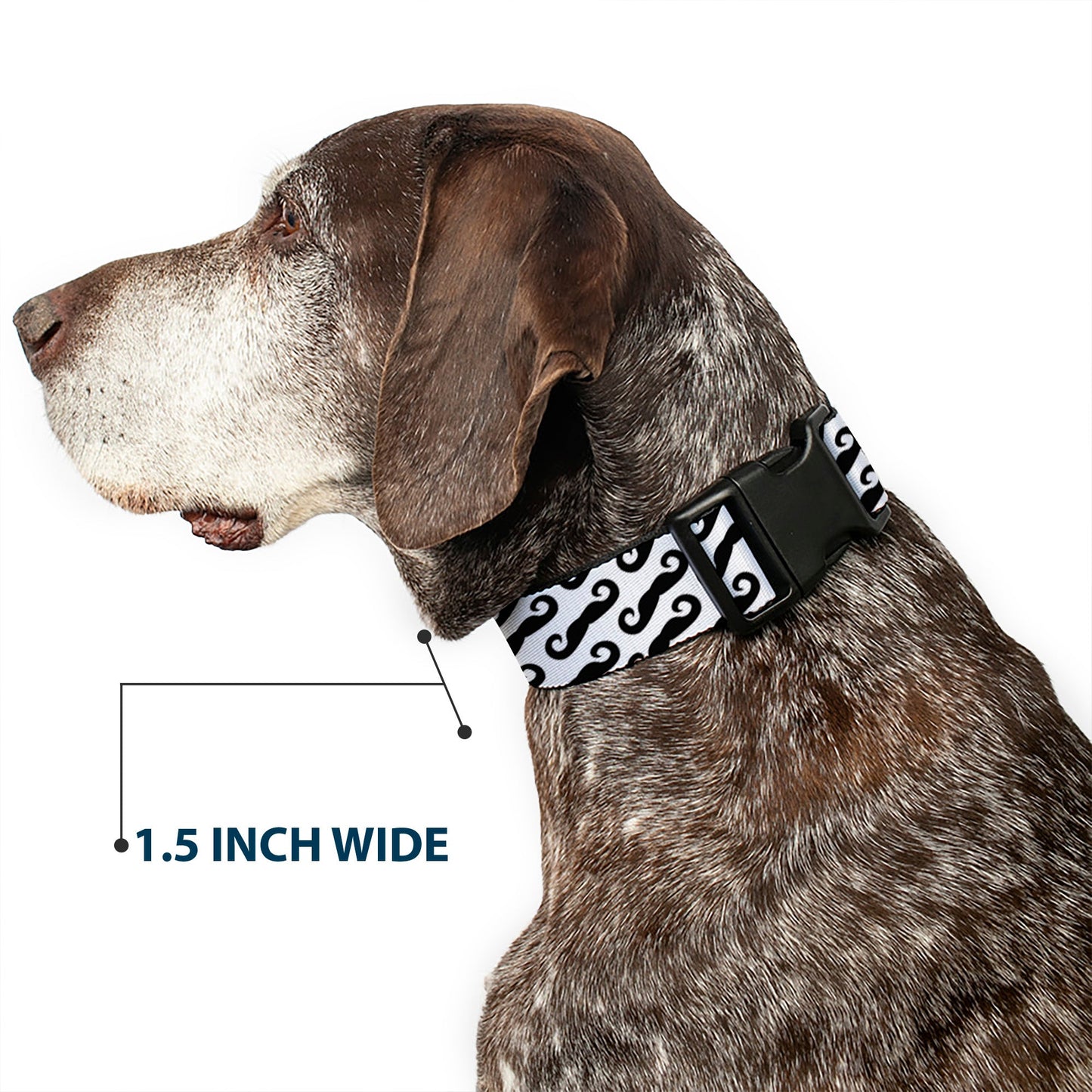 Plastic Clip Collar - Diagonal Handlebar Mustaches White/Black