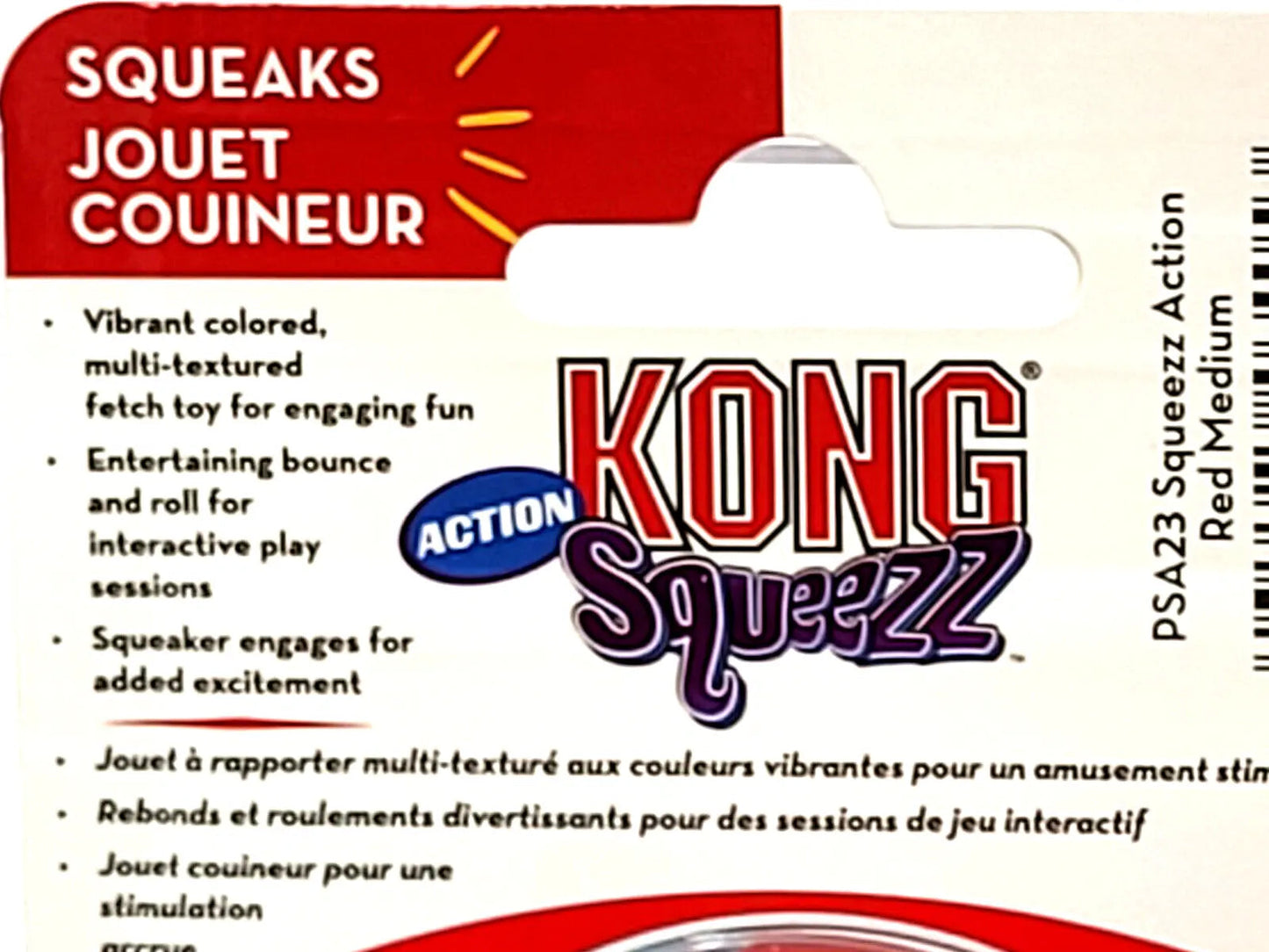 KONG Squeezz Action Ball MEDIUM Red 3 Pack Squeaky Dog Fetch Toy